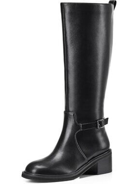 Chic Women's Knee High Boots, Round Toe, Chunky Block Heel - Stylish & Comfy